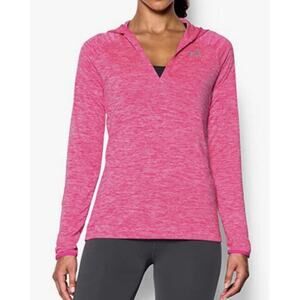 Under Armour Pink Heather Long Sleeve Hooded Lightweight Athletic Pullover Sz XL